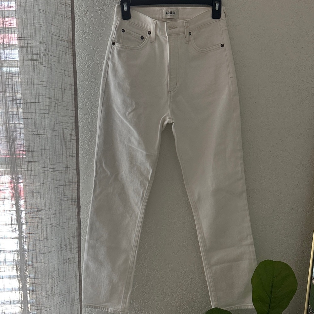 Agolde Women's White Straight Leg Jeans